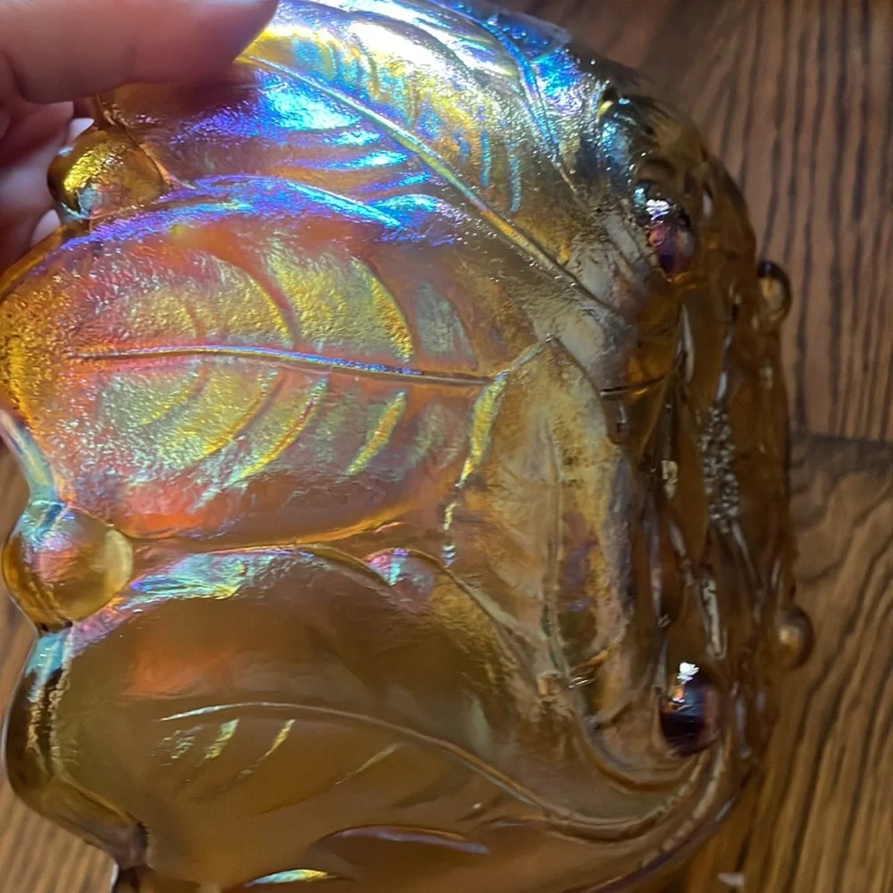90s Indiana Glass Co. Wild Rose Marigold Carnival bowl